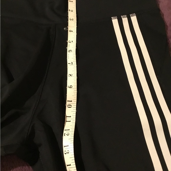 NWT Adidas High Waisted 3 Stripe Black Sports Leggings - Picture 7 of 12